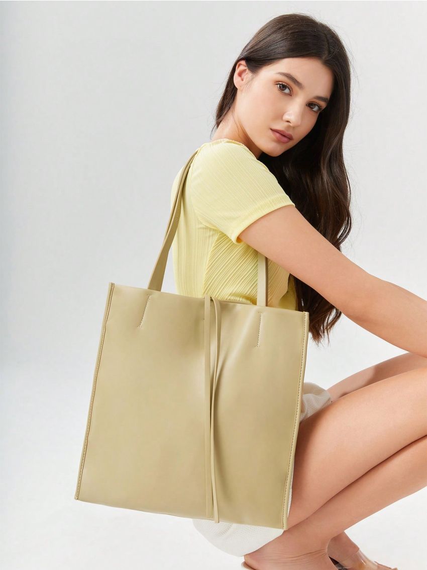 BIZwear Minimalist Tote Bag Solid Color Double Handle