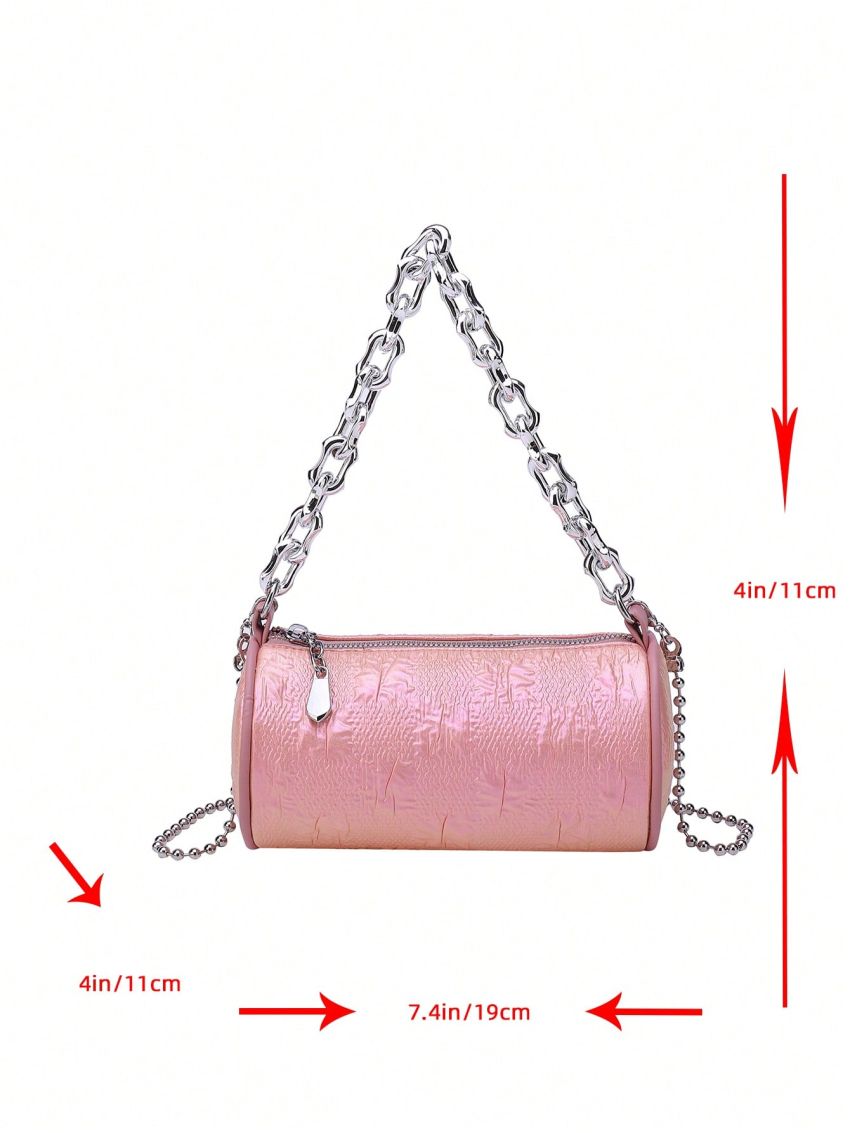 Mini Pink Chain Strap Women's Fashion Cylinder Bag Shoulder Bag Ladies Crossbody Bag