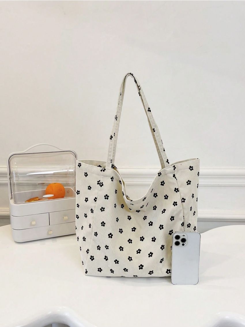 Small Floral Graphic Shopper Bag Preppy