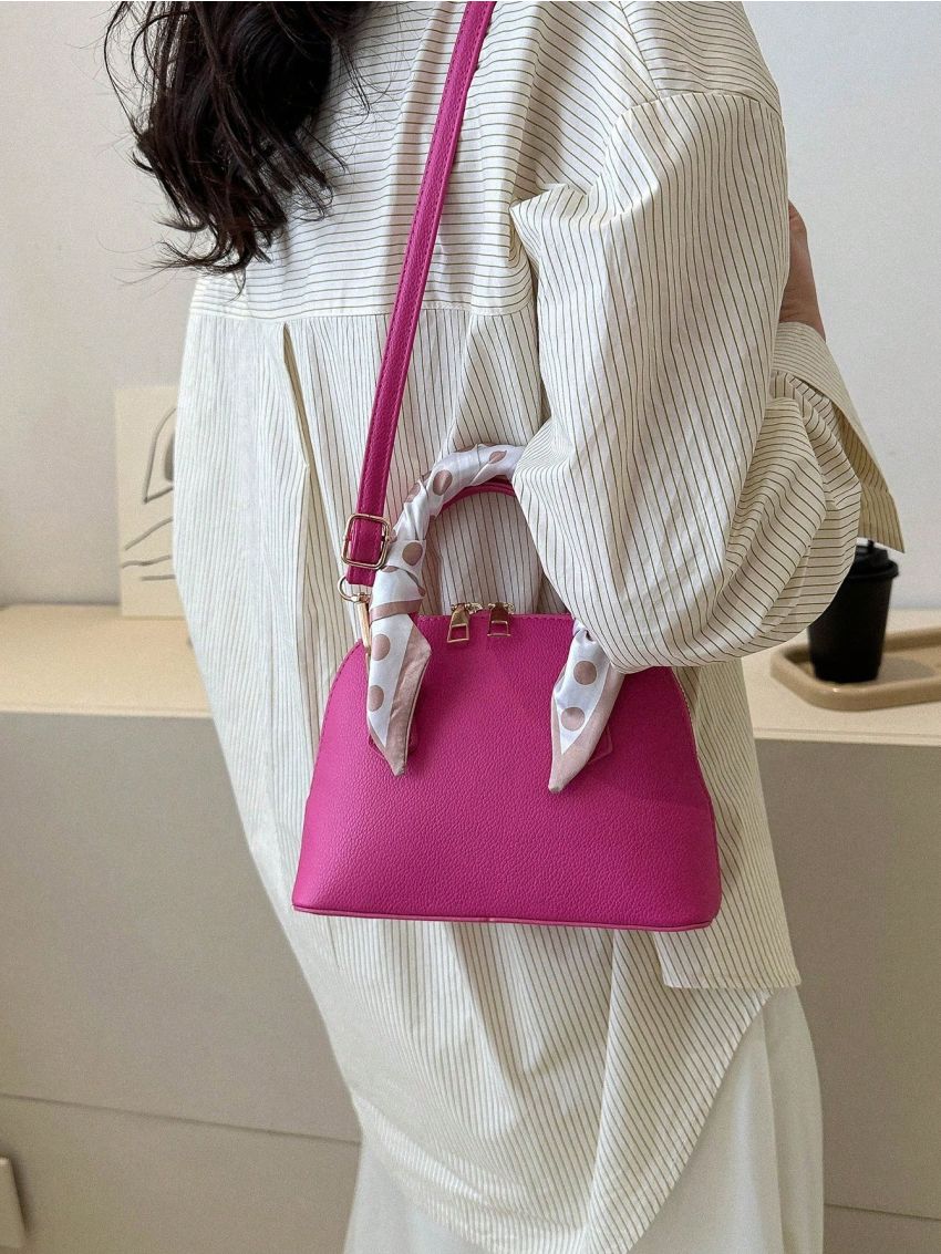 Small Twilly Scarf Decor Dome Bag Litchi Embossed