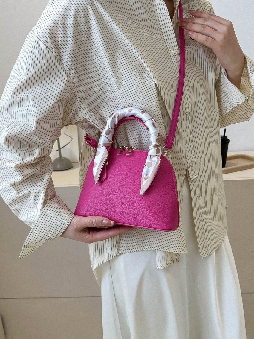 Small Twilly Scarf Decor Dome Bag Litchi Embossed