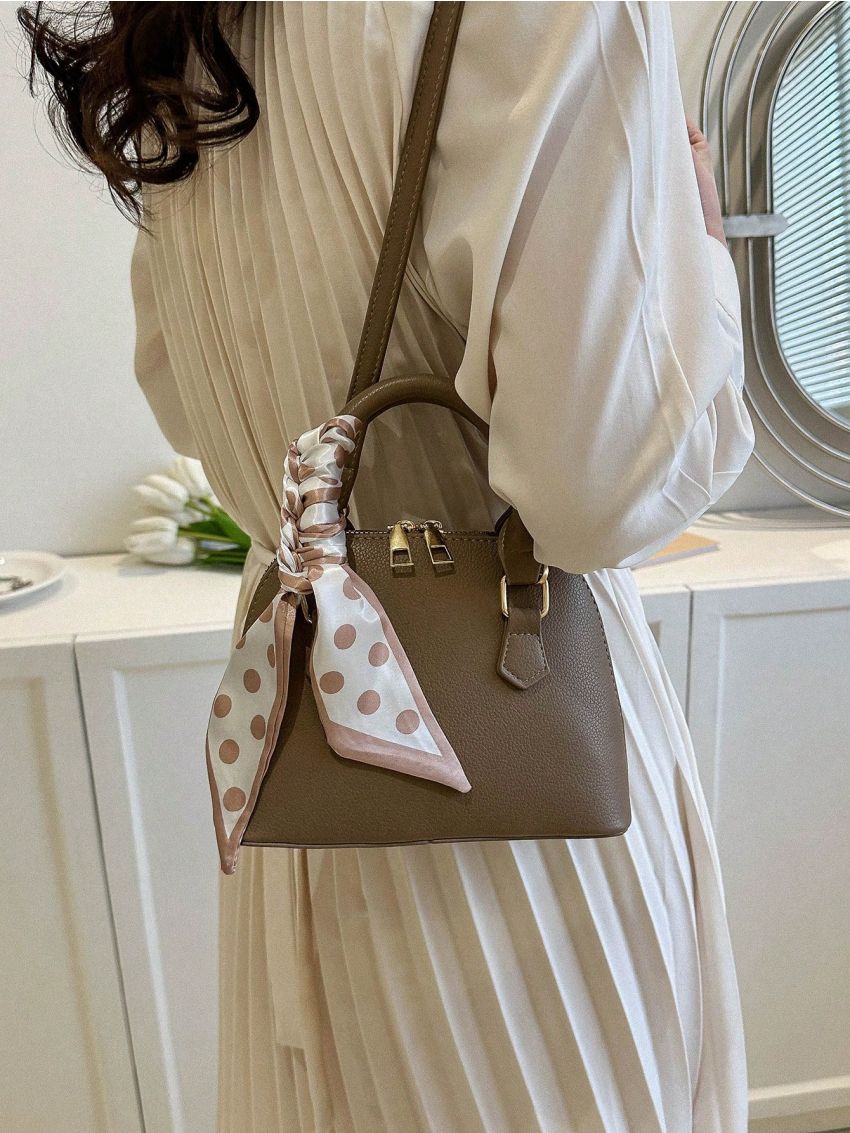 Small Twilly Scarf Decor Dome Bag Litchi Embossed