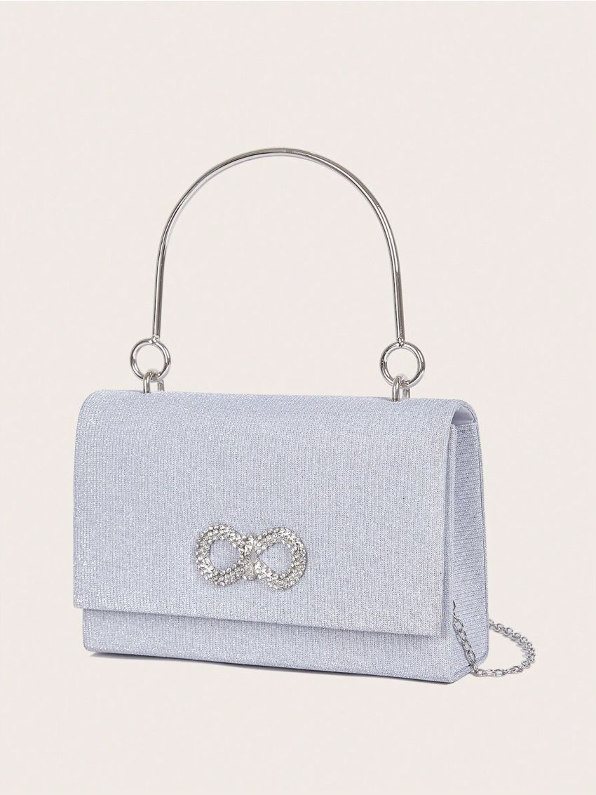 Mini Square Bag Rhinestone Decor Top Handle Chain Strap