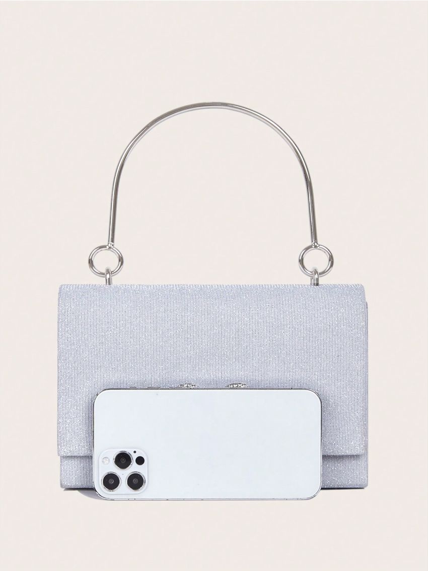 Mini Square Bag Rhinestone Decor Top Handle Chain Strap