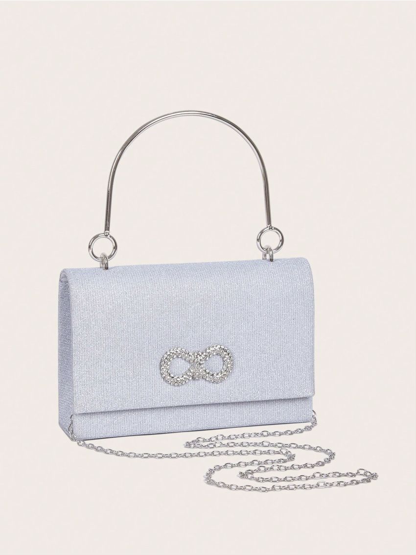 Mini Square Bag Rhinestone Decor Top Handle Chain Strap