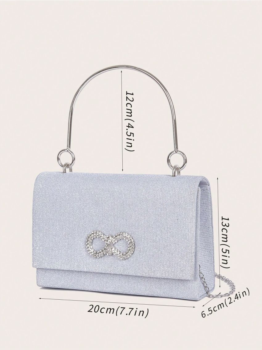 Mini Square Bag Rhinestone Decor Top Handle Chain Strap