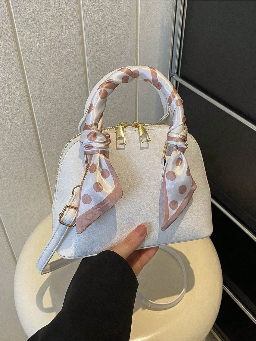 Small Twilly Scarf Decor Dome Bag Litchi Embossed