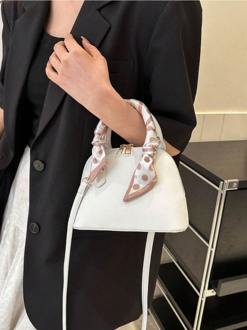 Small Twilly Scarf Decor Dome Bag Litchi Embossed