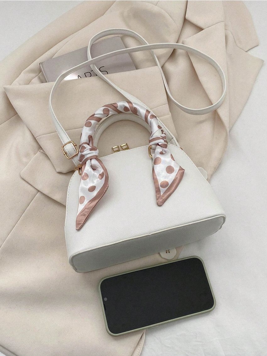 Small Twilly Scarf Decor Dome Bag Litchi Embossed