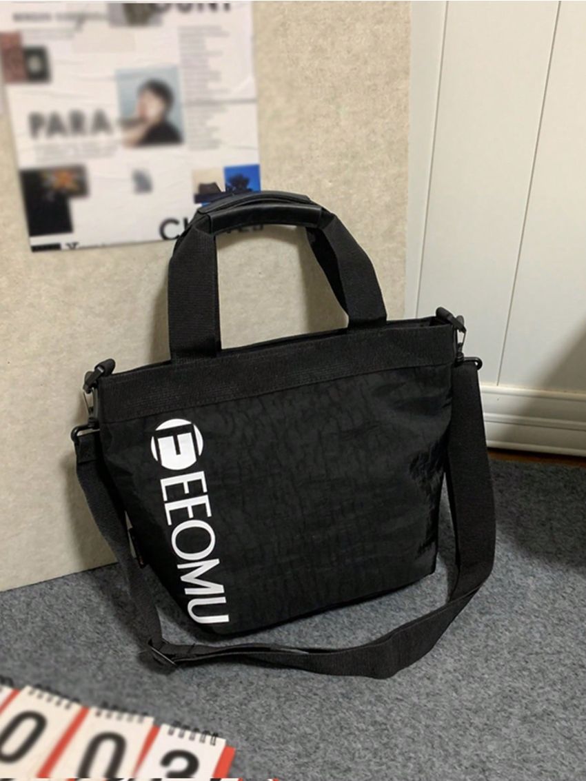 Fashion All-Match Casual Shoulder Crossbody Canvas Letter Print Portable Tote Bag