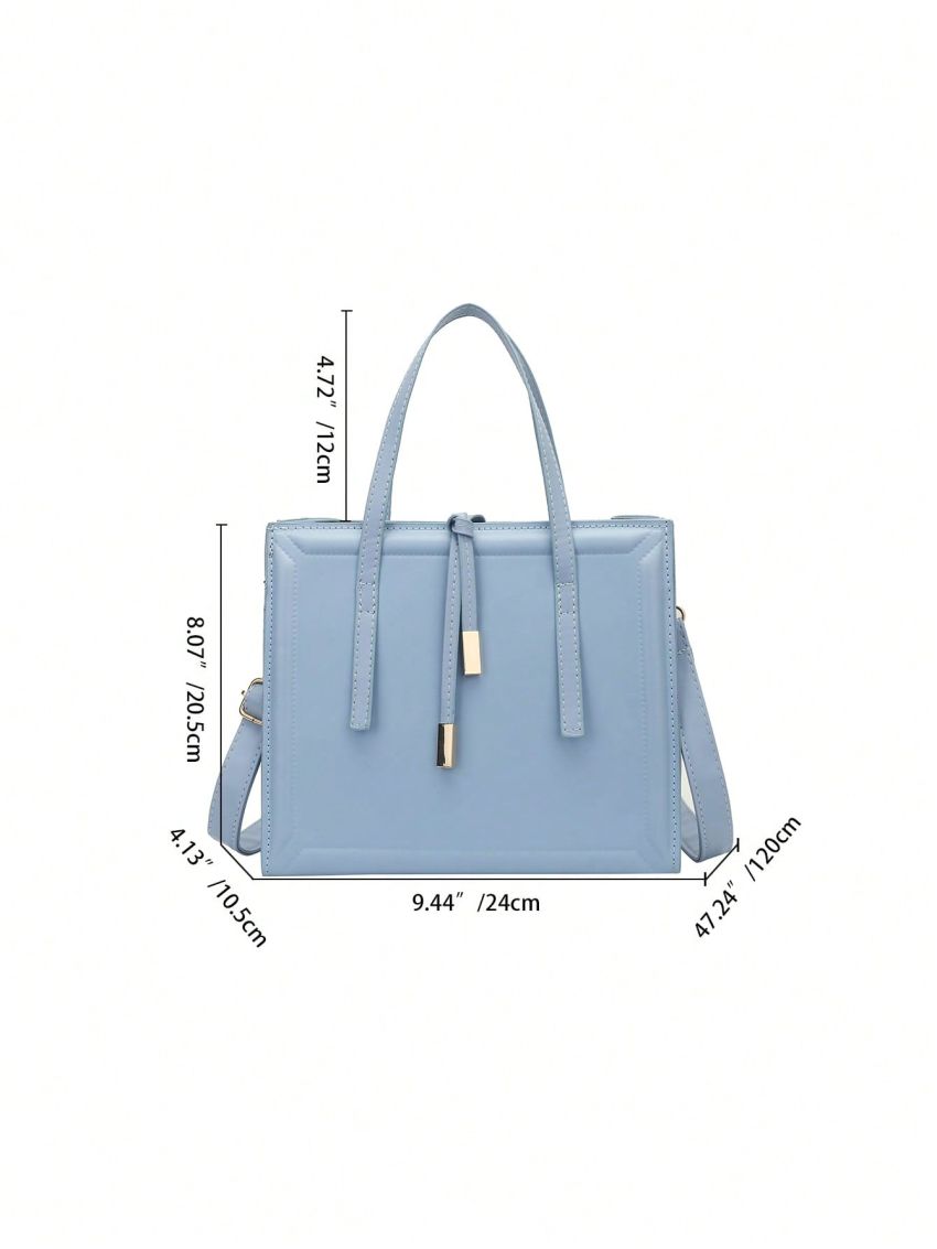 Minimalist Double Handle Square Bag Small Blue
