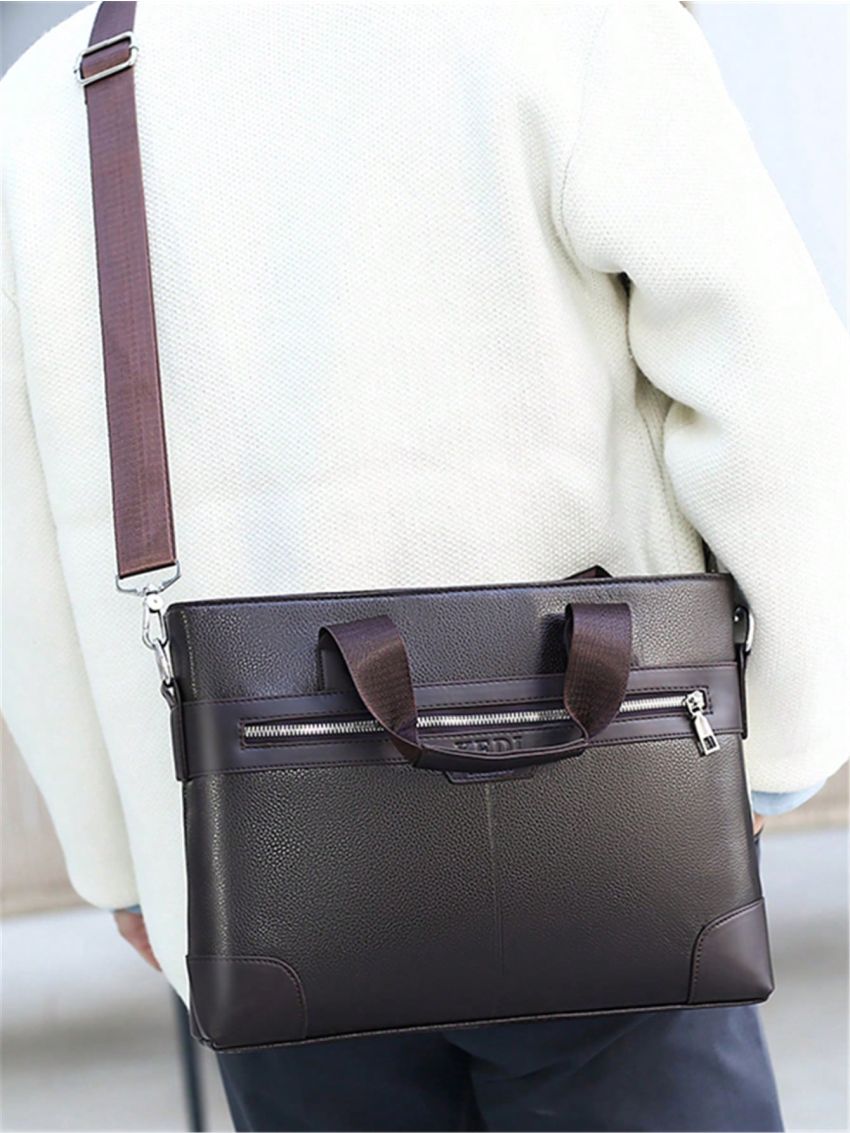 Men Letter Embossed Briefcase Double Handle For Business