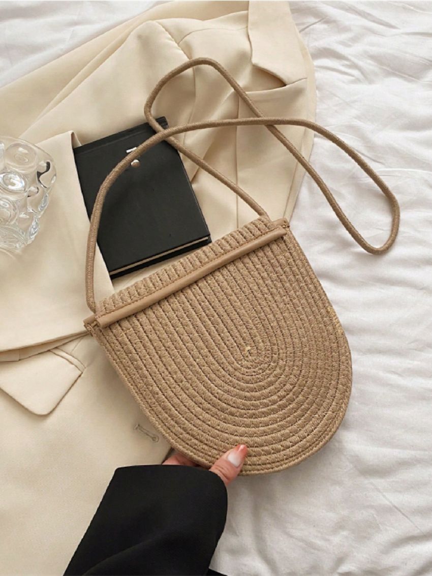 Mini Flower Decor Flap Straw Bag Vacation