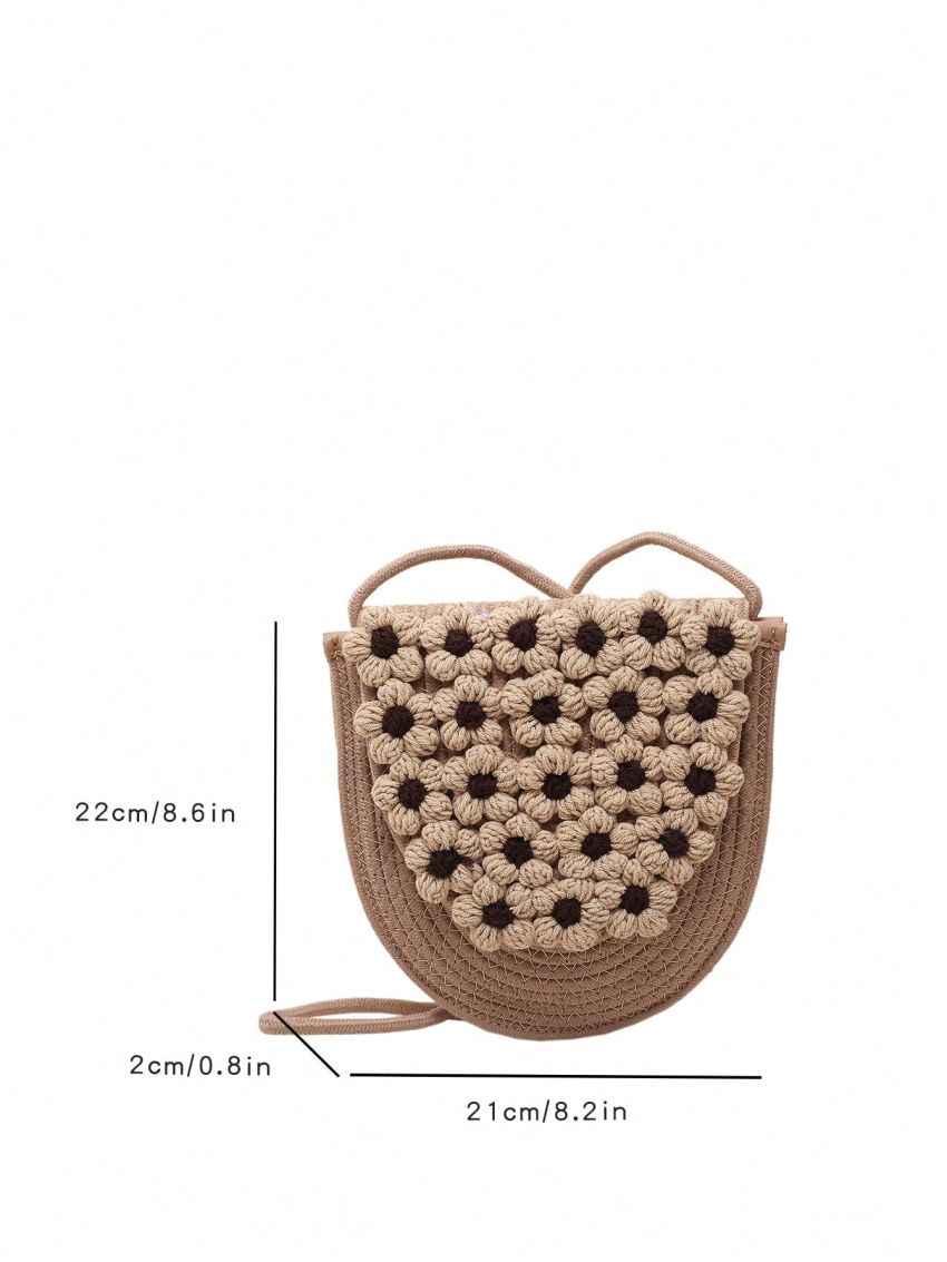 Mini Flower Decor Flap Straw Bag Vacation