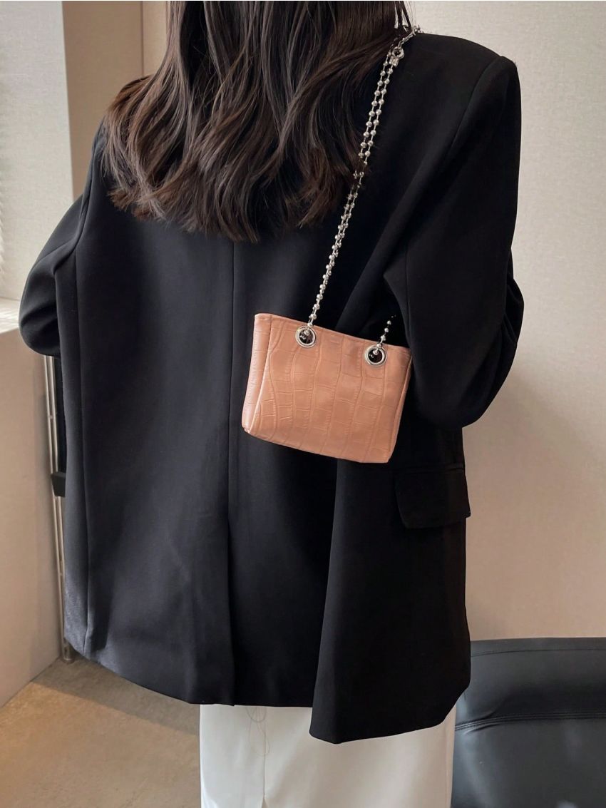 Mini Crocodile Embossed Chain Strap Square Bag Pu