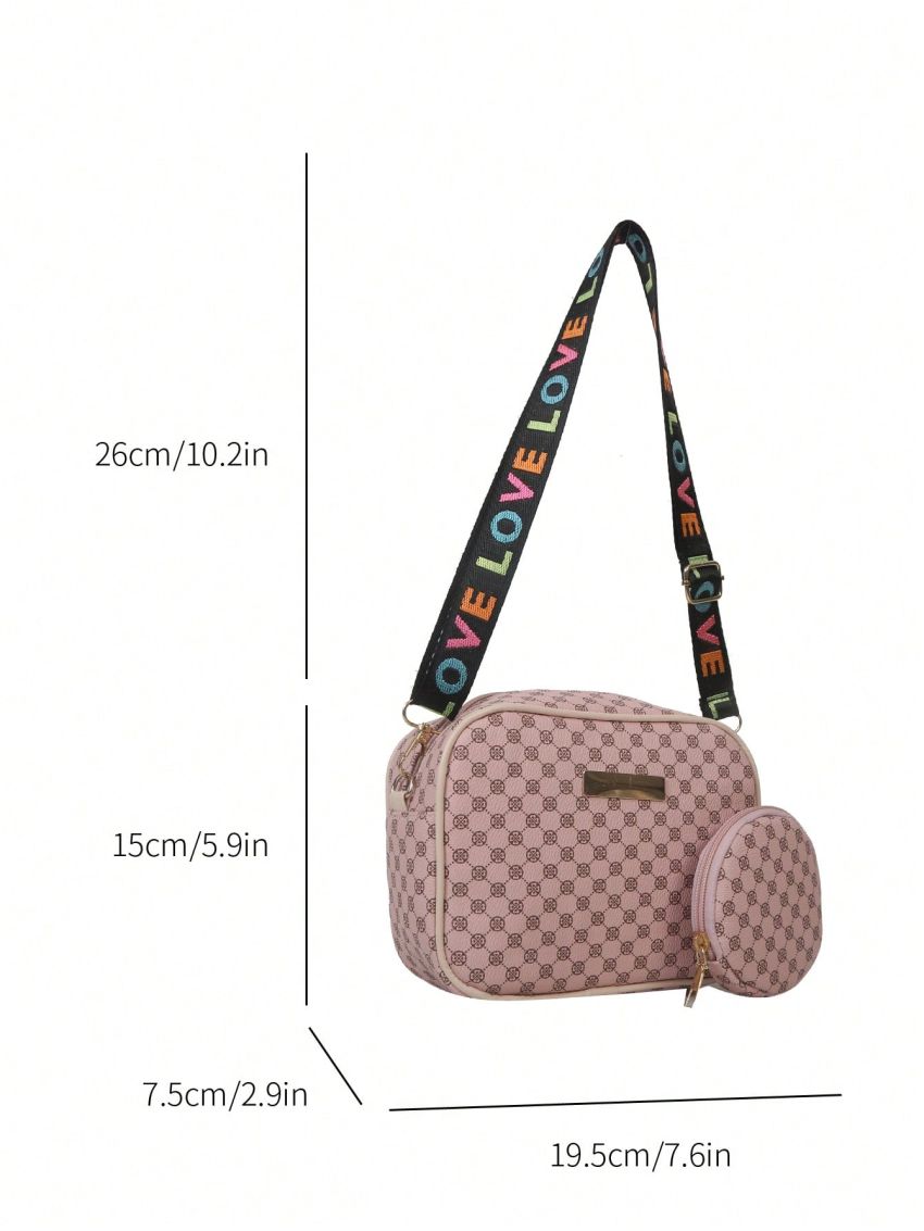 Mini Geometric Pattern Square Bag With Coin Purse