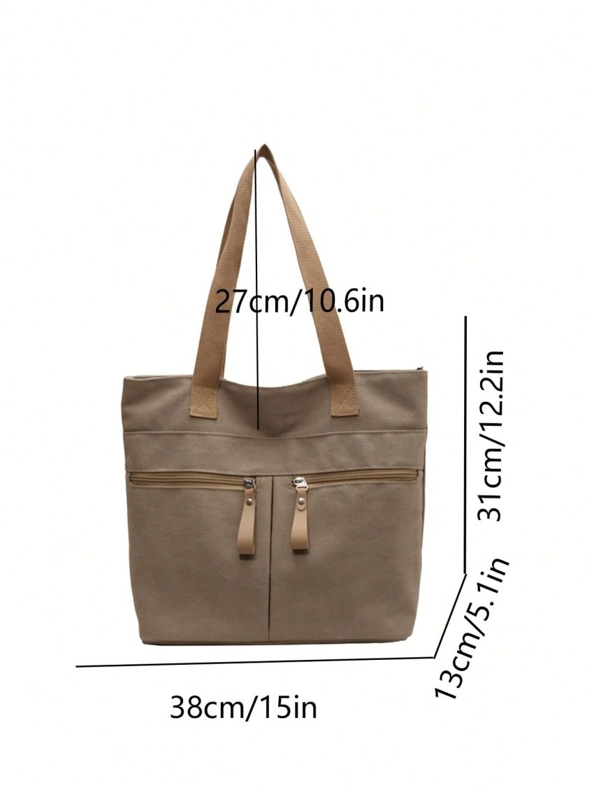 Gray One Shoulder Tote Bag Large Capacity Casual Bag
