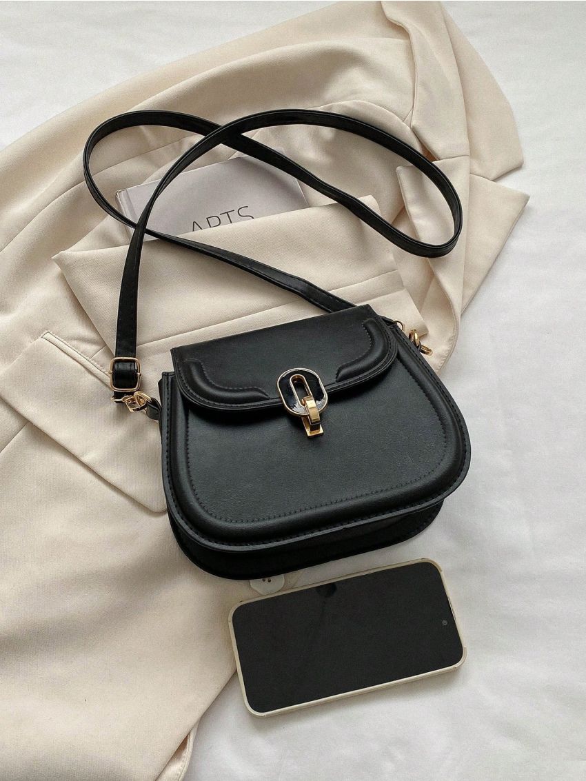 Women's Retro Simple Shoulder Bag, New Casual Pu Flap Saddle Bag