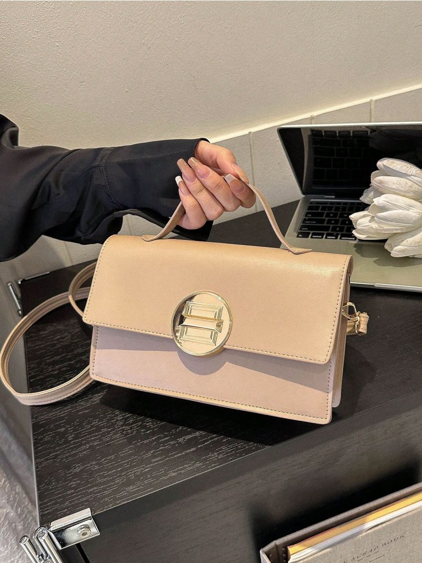 Metal Decor Flap Square Bag Small Top Handle