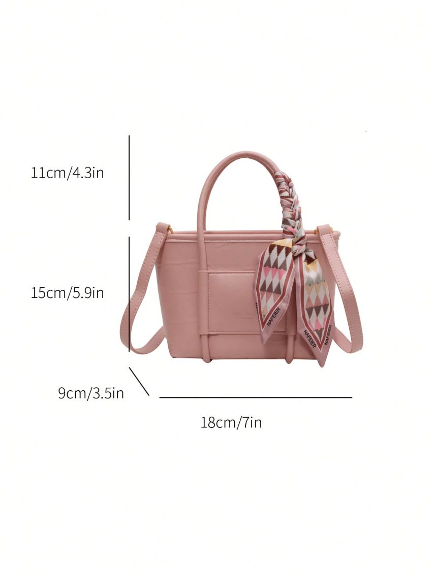 Mini Crocodile Embossed Square Bag Twilly Scarf Decor