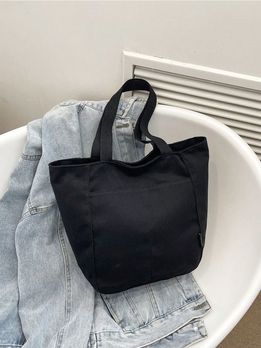 Minimalist Shoulder Bag Medium Double Handle Canvas