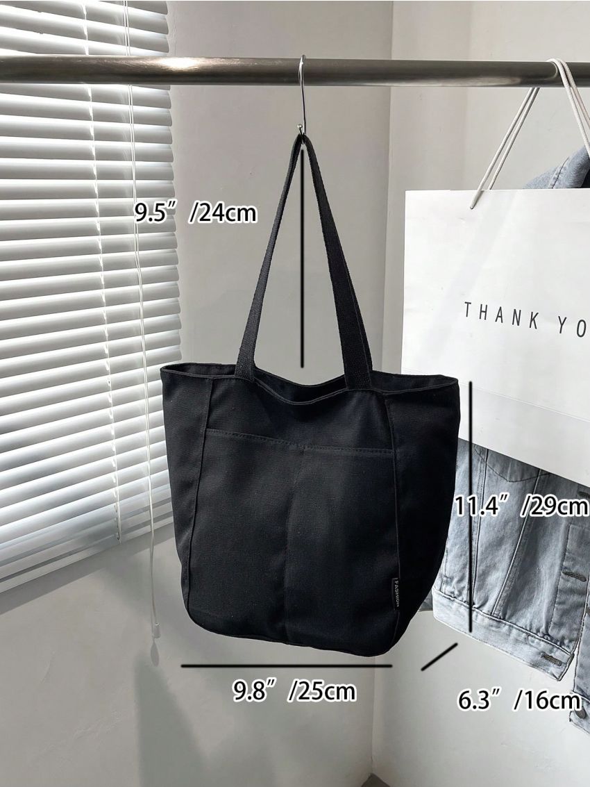 Minimalist Shoulder Bag Medium Double Handle Canvas