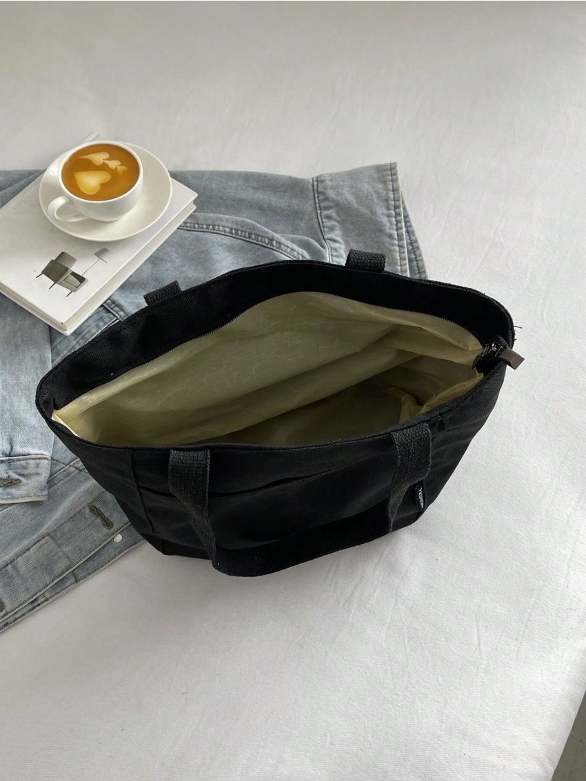 Minimalist Shoulder Bag Medium Double Handle Canvas