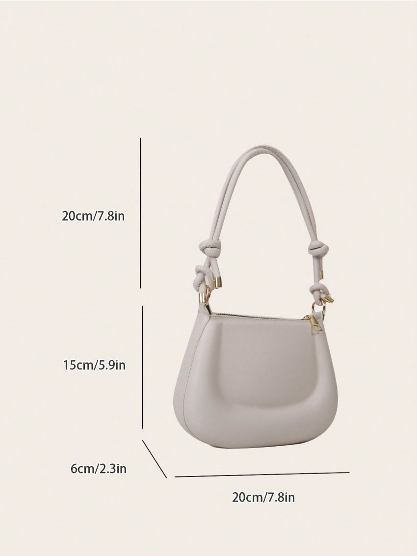 Mini Saddle Bag White Fashionable With Zipper For Daily
