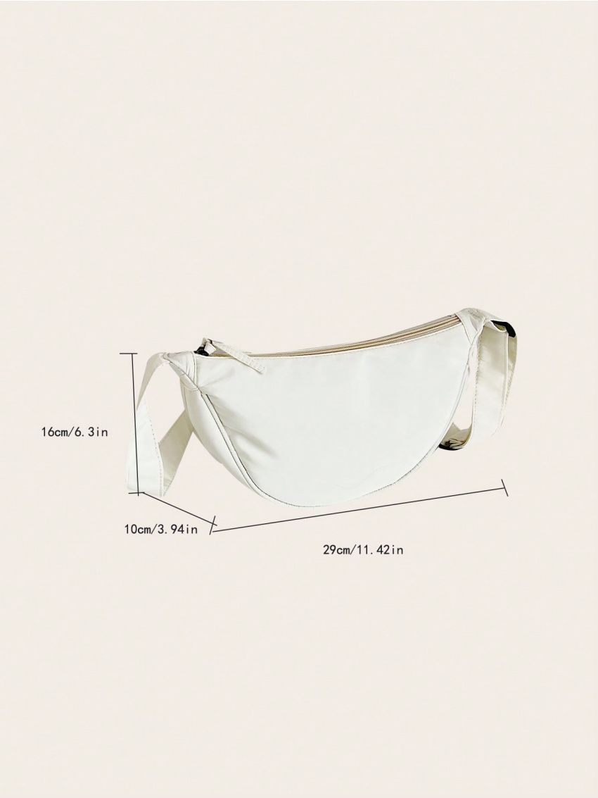 White Hobo Bag Fashion Zipper Polyester