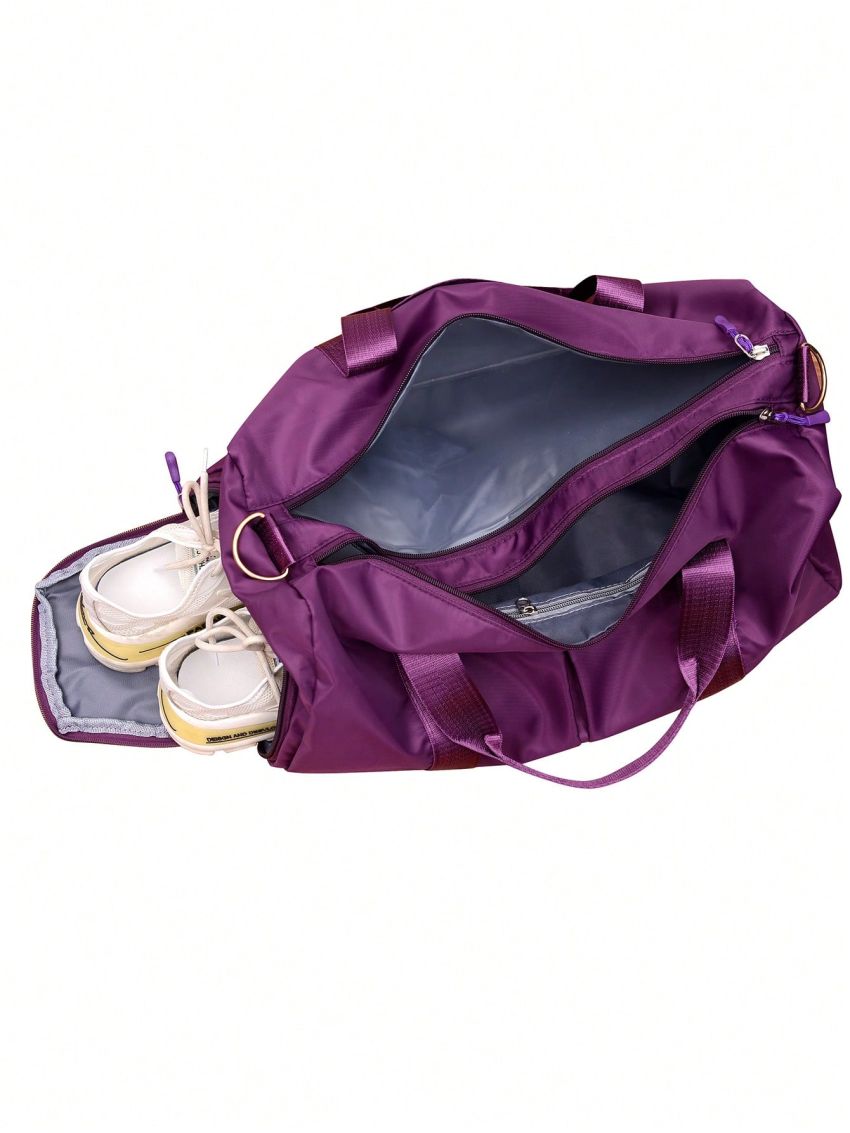 Large Zipper Fashion Travel Bag, Travel Storage Bag With Shoe Compartment, Sport Fitness Gym Bag