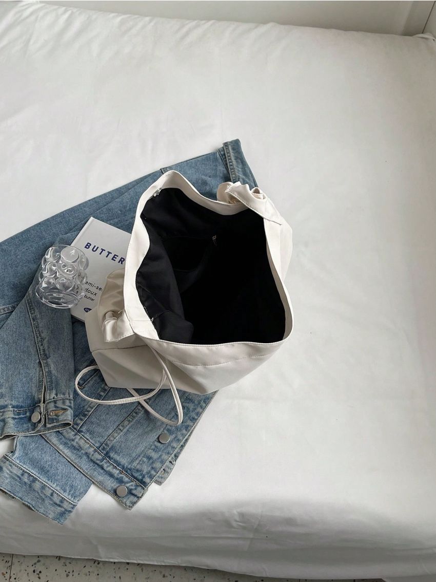 White Hobo Bag Minimalist Large Capacity For Daily