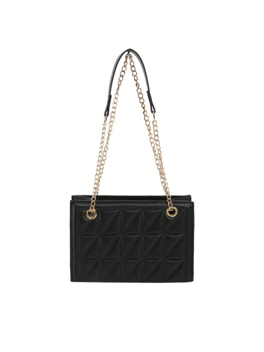 Quilted Square Bag Blue Fashionable Chain Strap