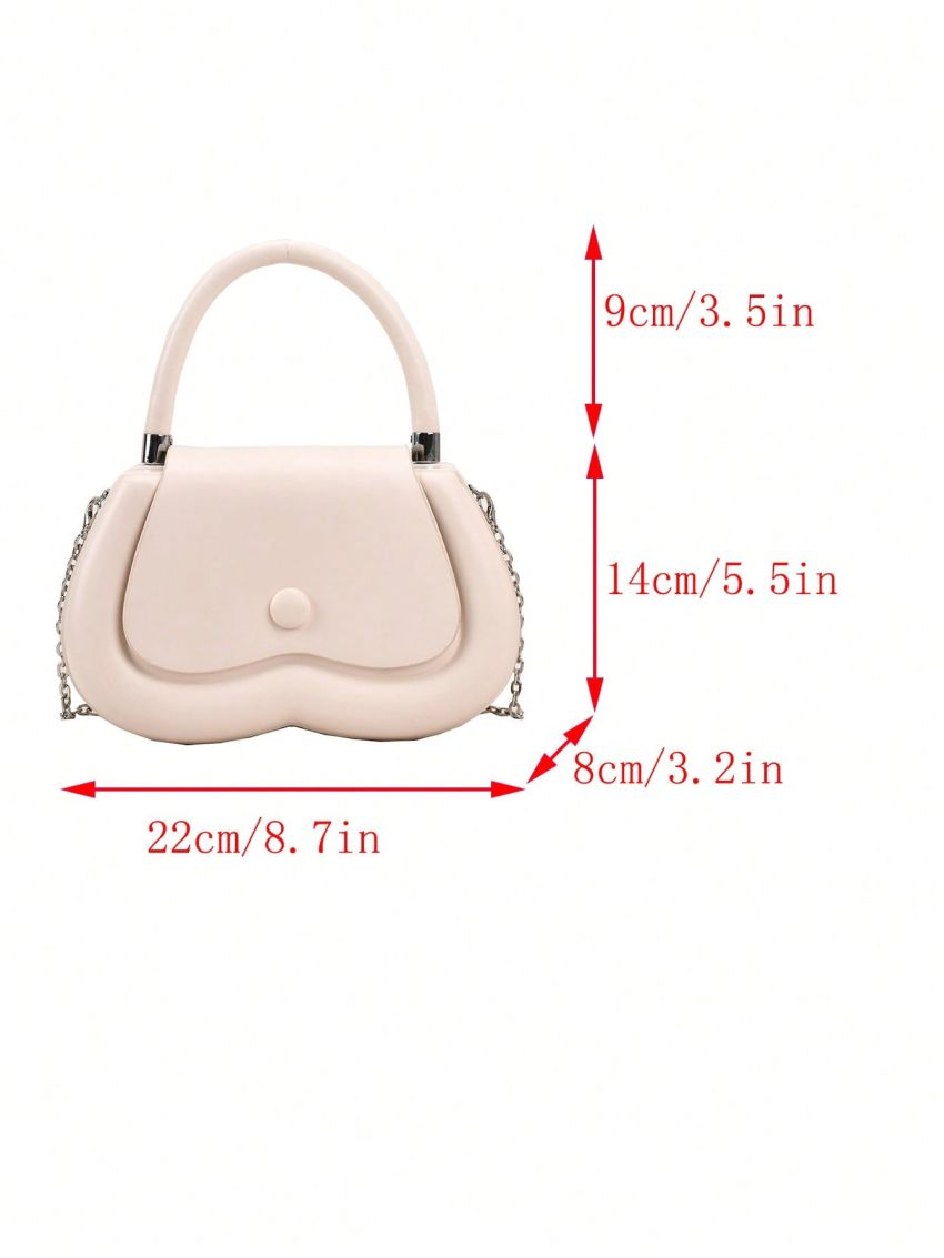 Heart Design Novelty Bag Beige Fashionable Flap Top Handle