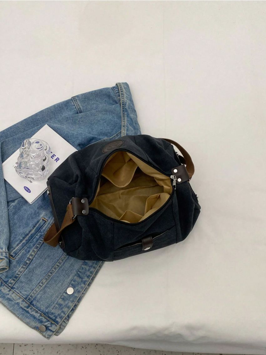 Patch Decor Hobo Bag Large Capacity Casual