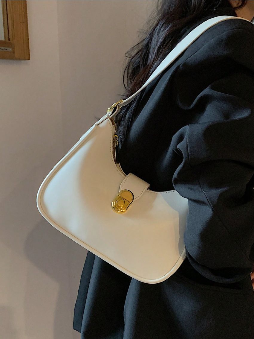 Small Hobo Bag Metal Lock Elegant