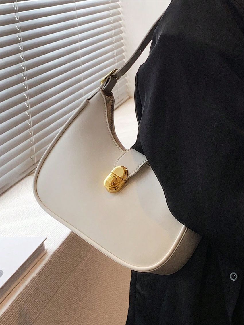 Small Hobo Bag Metal Lock Elegant