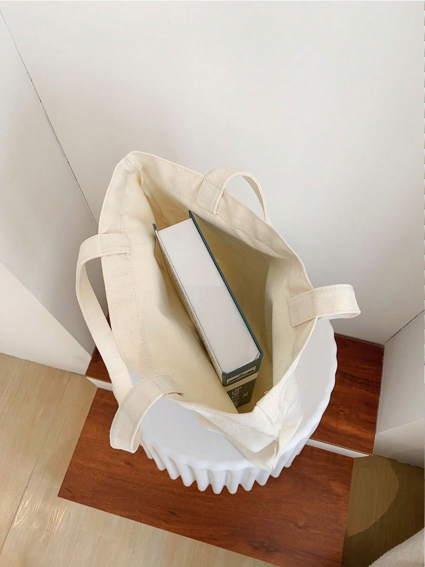 Small Letter & Graphic Pattern Shopper Bag Preppy