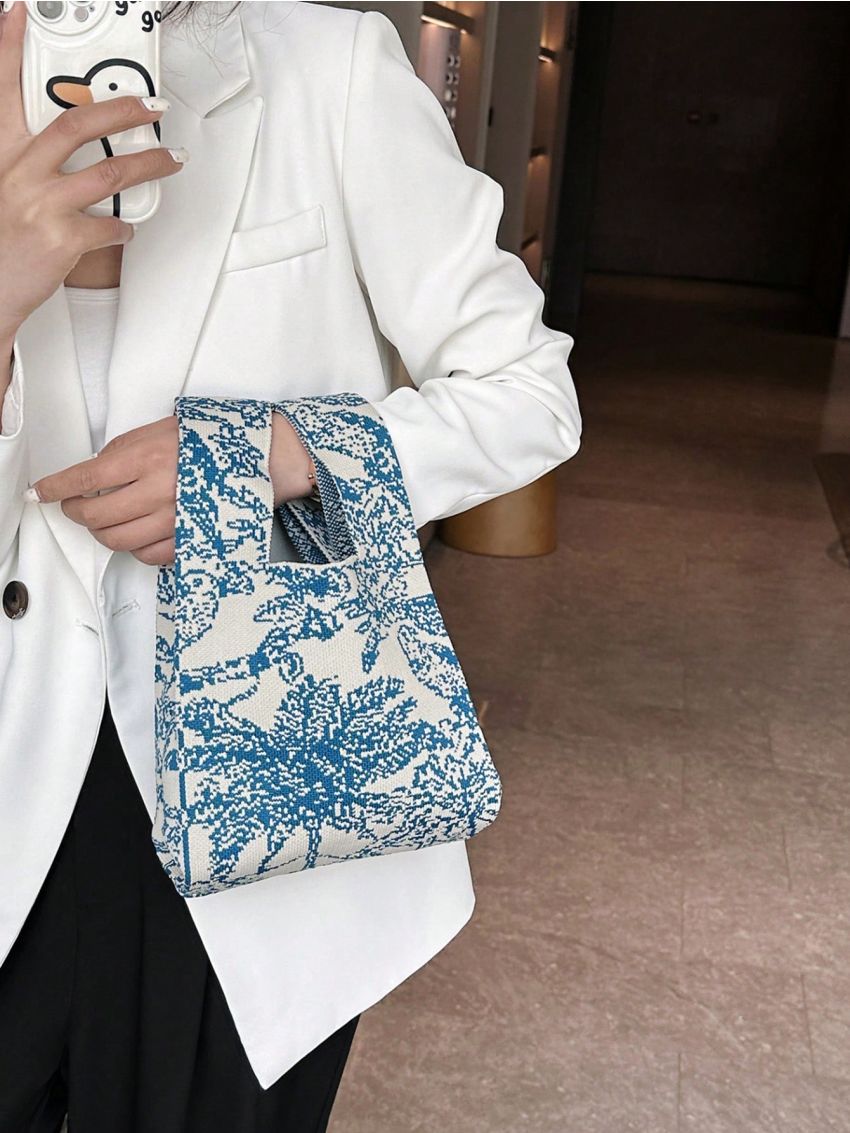 Mini Crochet Bag Two Tone Tree Graphic Vacation