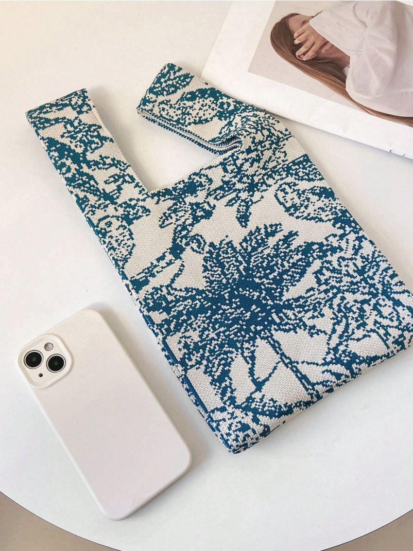 Mini Crochet Bag Two Tone Tree Graphic Vacation