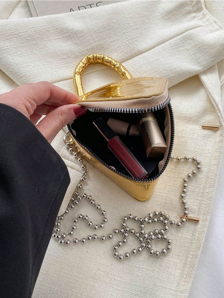 Mini Fashion Shaped Chain One Shoulder Messenger PU Textured Handbag