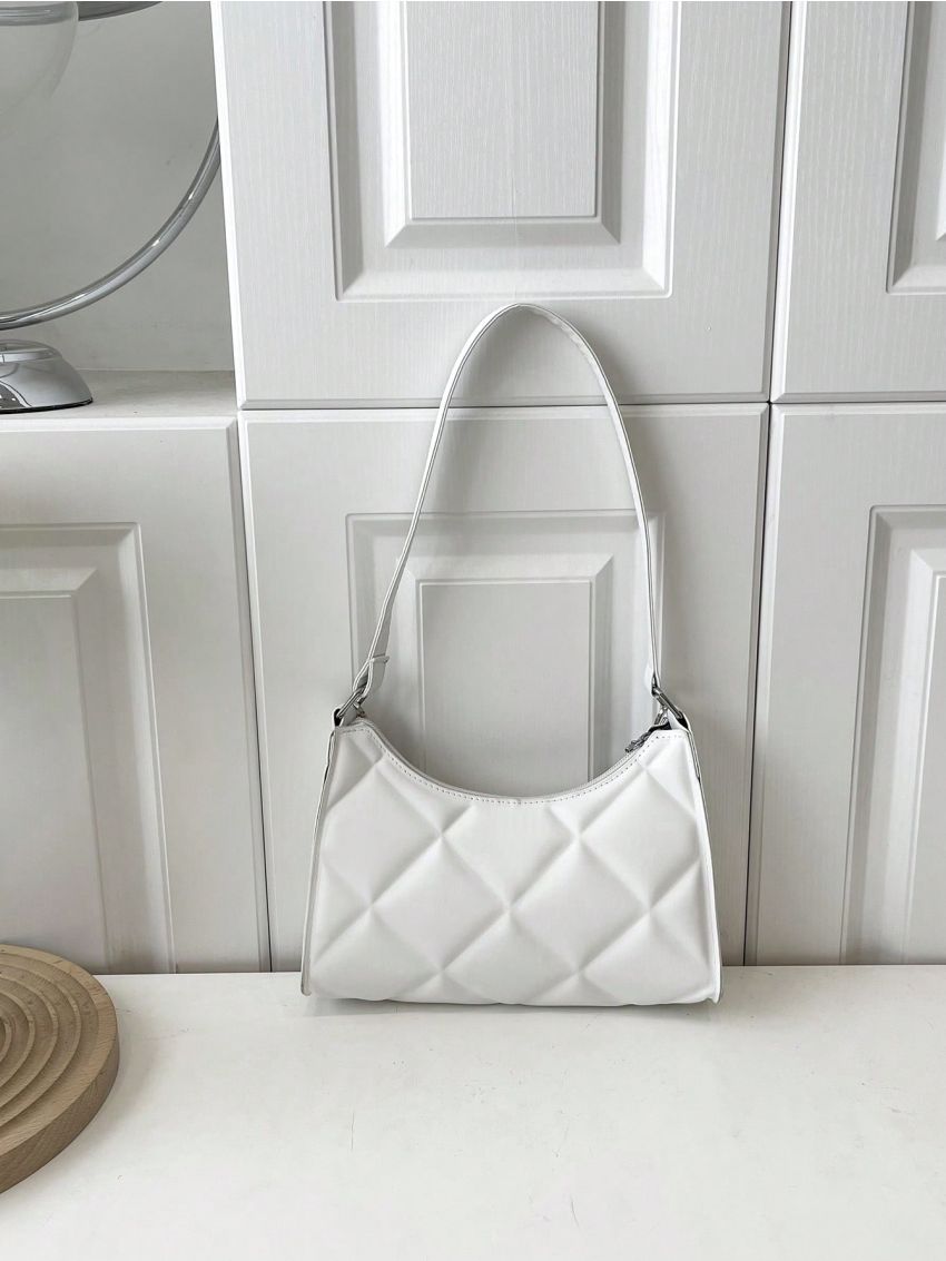 Small Geometric Embossed Baguette Bag Chain Decor