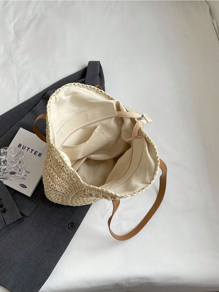 Large Capacity Hollow Out Straw Bag Vacation