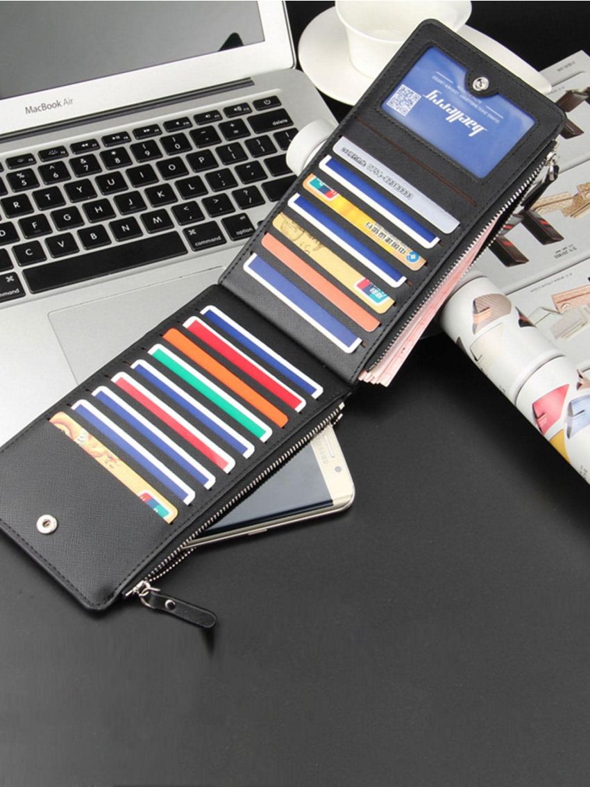 Men's Fashion Zipper Wallet Pocket Card Holder Large Capacity Business Multi-Card Ticket Cl