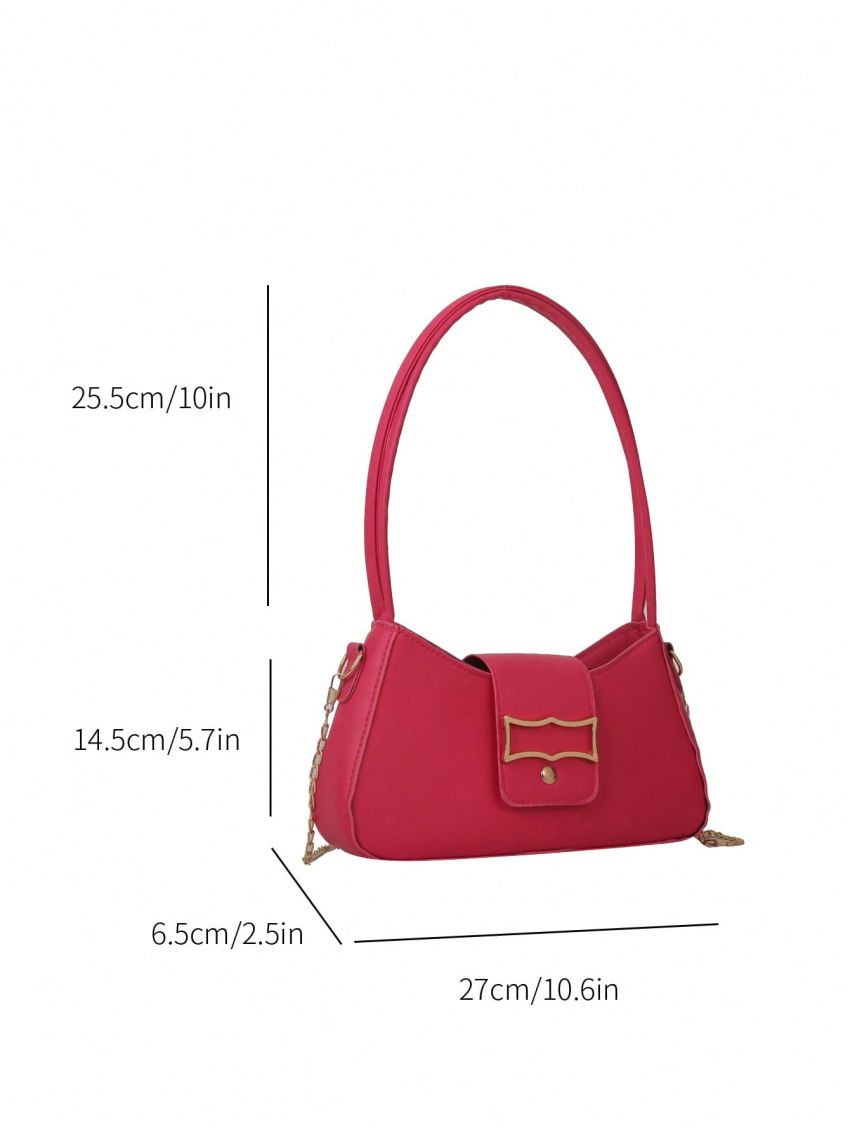 Minimalist Hobo Bag Solid Color Metal Decor