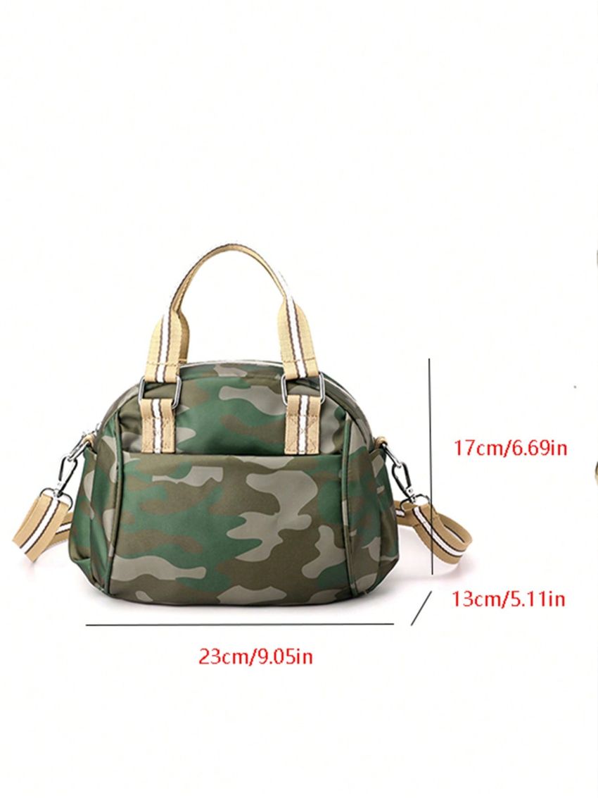 Camo Print Satchel Bag Double Handle