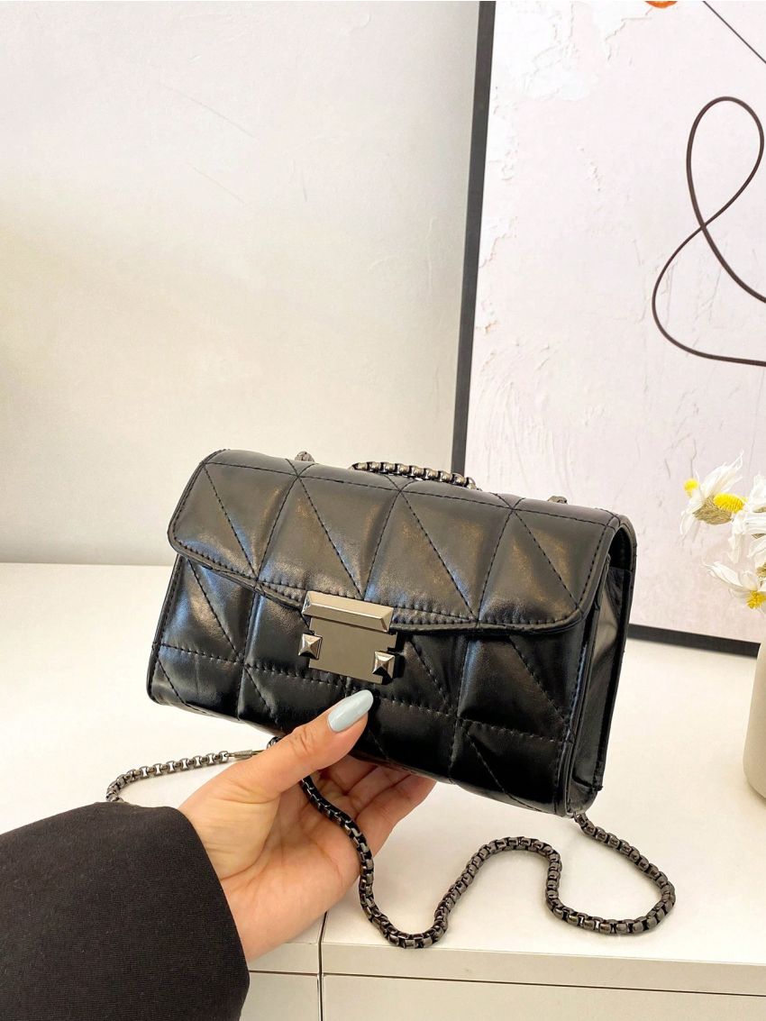 Mini Quilted Flap Square Bag Solid Color