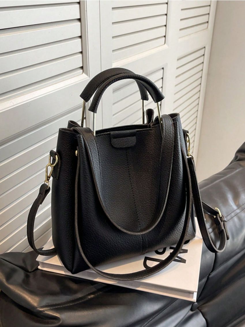 Minimalist Double Handle Square Bag Solid Color