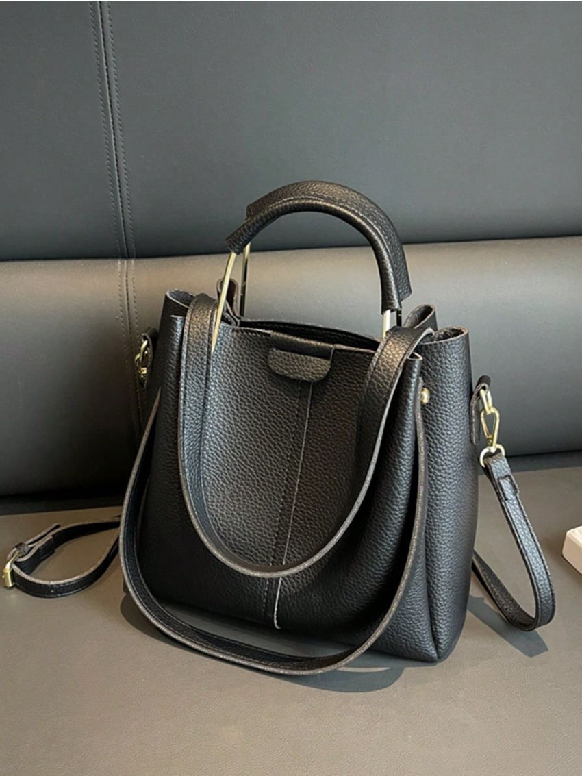 Minimalist Double Handle Square Bag Solid Color