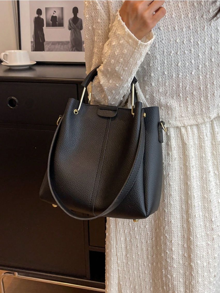 Minimalist Double Handle Square Bag Solid Color