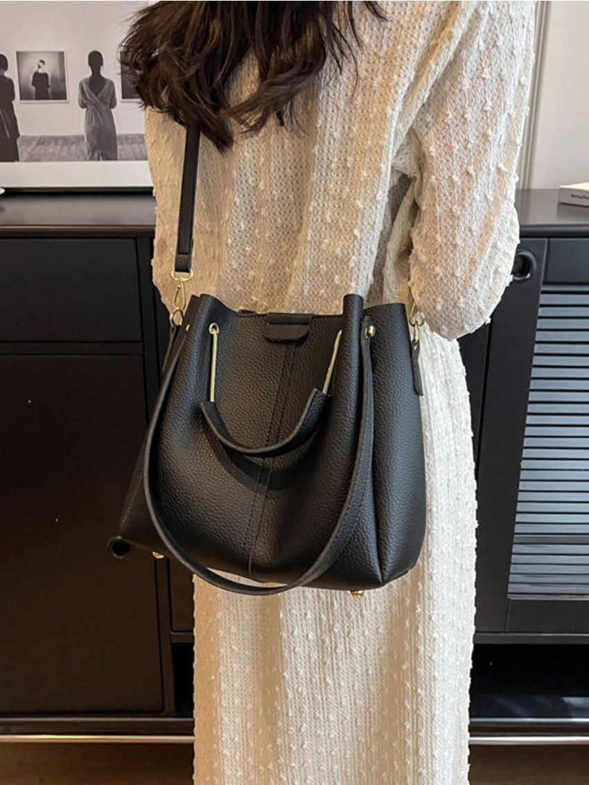 Minimalist Double Handle Square Bag Solid Color